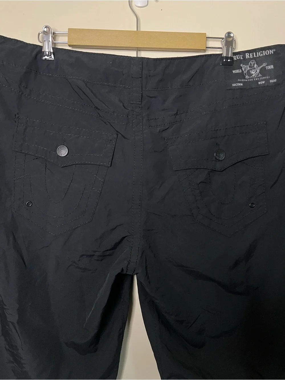 True Religion Ricky Relaxed Straight Black Board Shorts Mens Size 36
